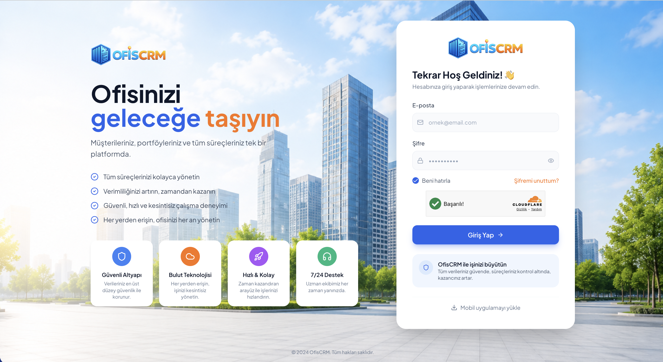 OfisCRM arayüz konsepti